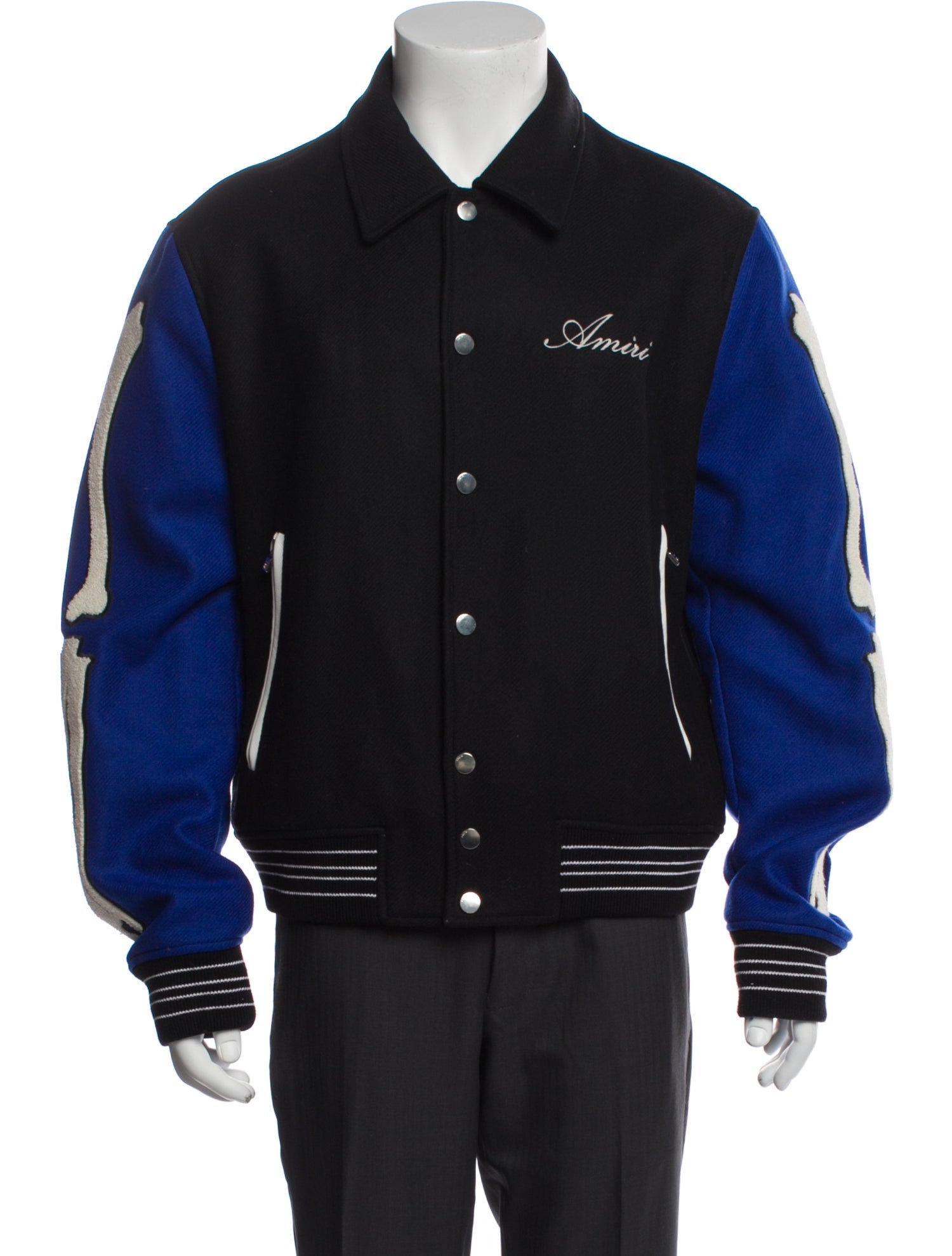 Amiri Wool Colorblock Pattern Varsity Jacket