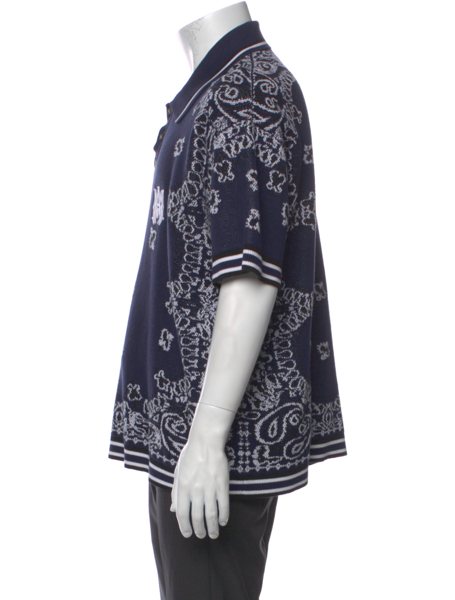 Amiri Paisley Print Collar Polo Shirt