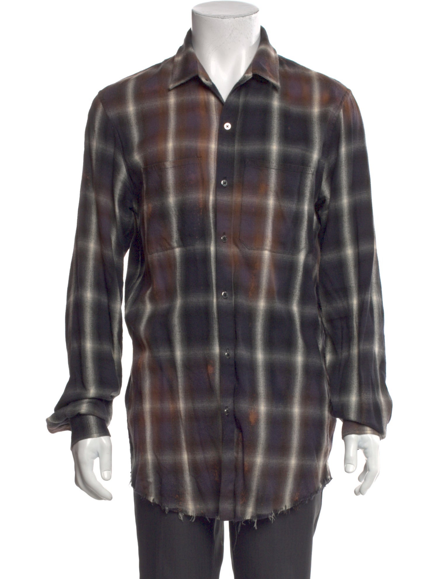 Amiri Plaid Print Long Sleeve Shirt