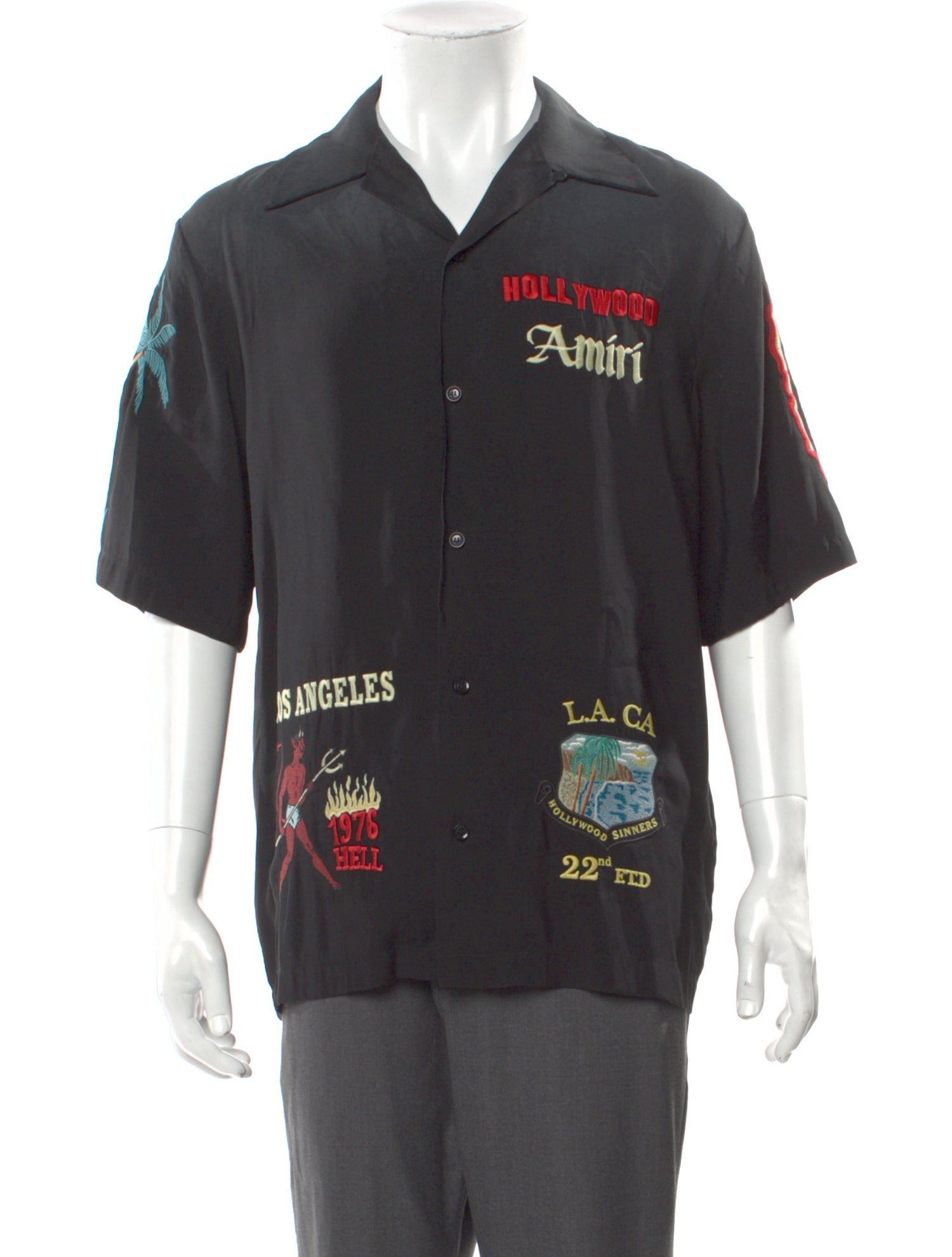 Amiri Graphic Print Three-Quarter Sleeve Denim Shirt w/ Tags