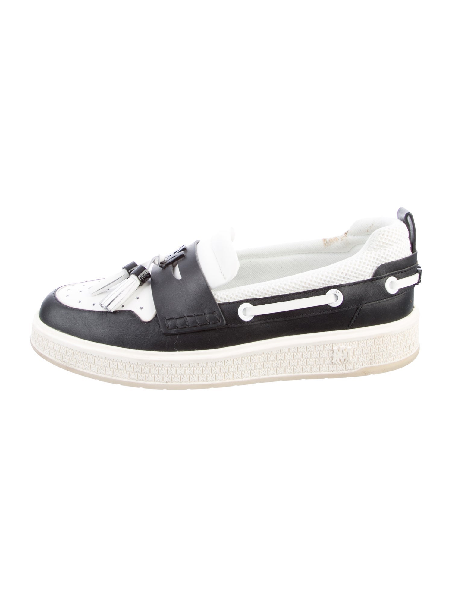 Amiri Leather Mesh Accents Boat Shoes