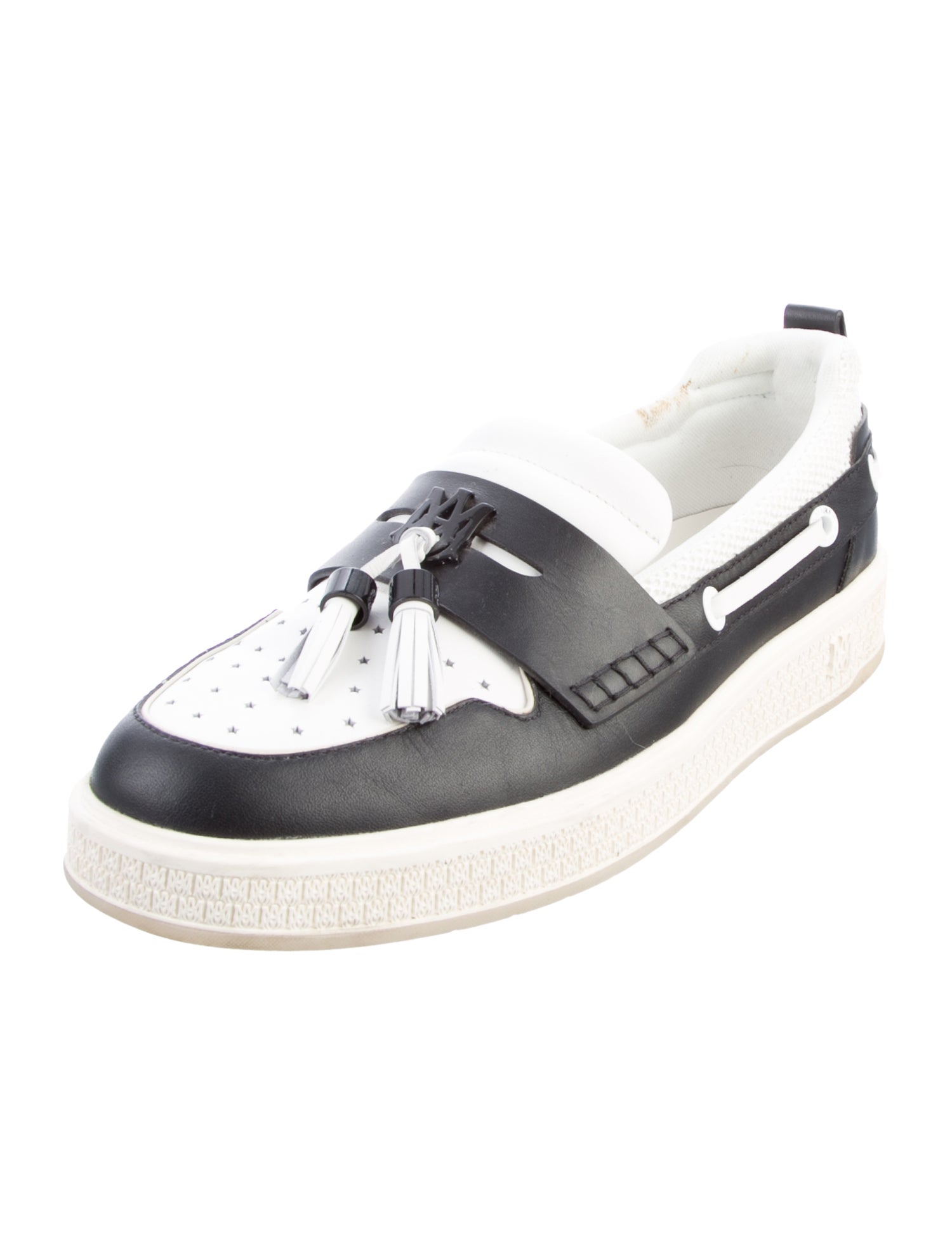 Amiri Leather Mesh Accents Boat Shoes