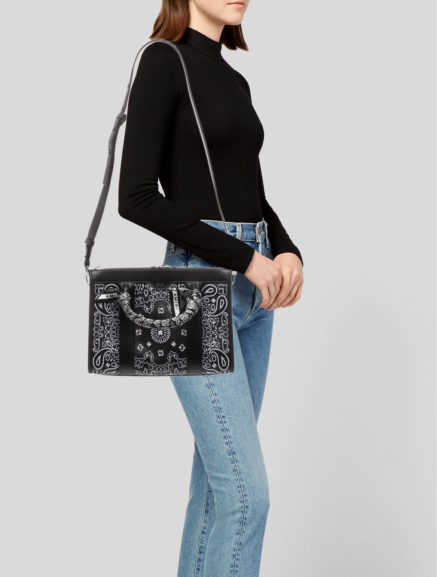 Amiri Leather miri Canvas Bandana Weekender Mini