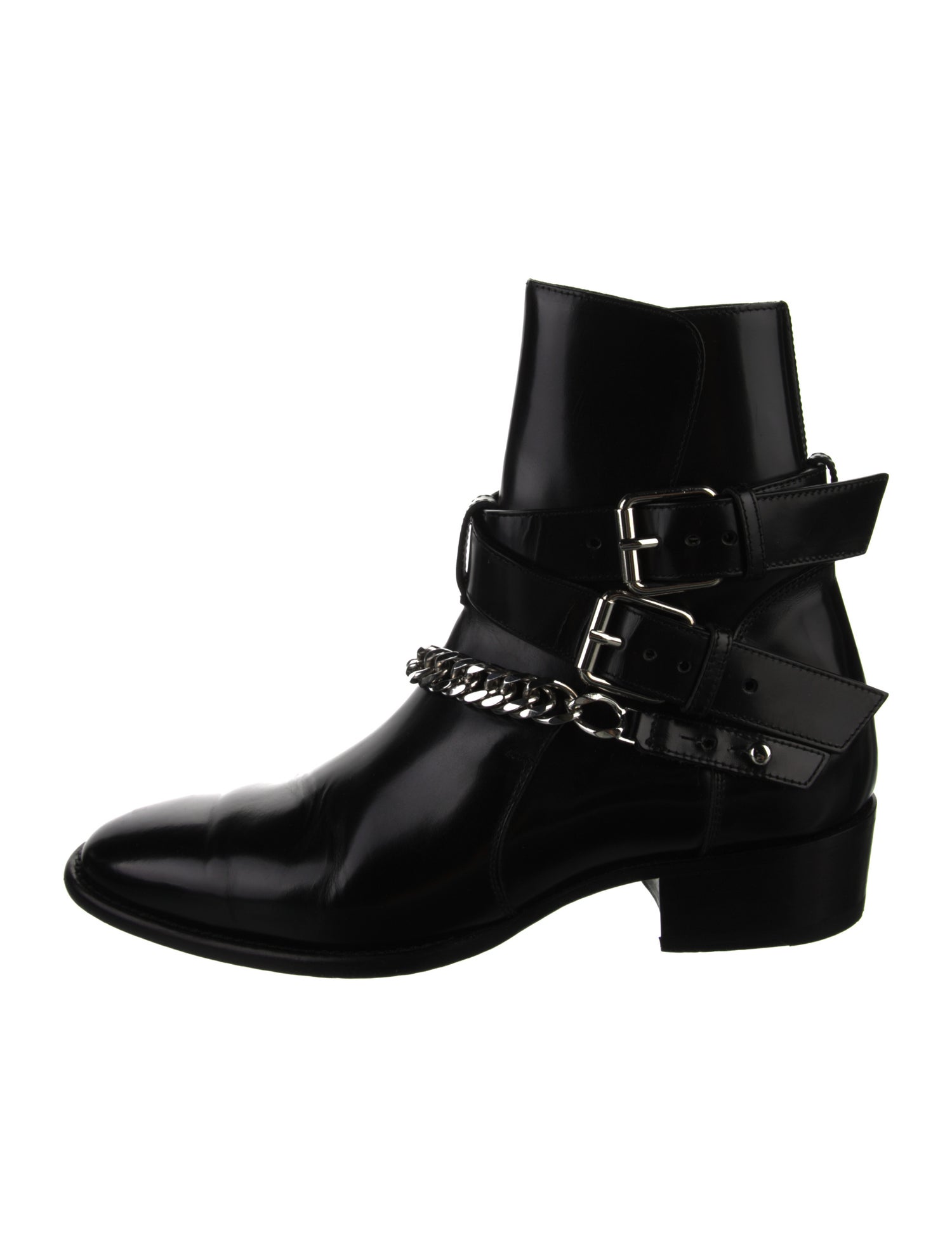 Amiri Leather Chain-Link Accents Boots