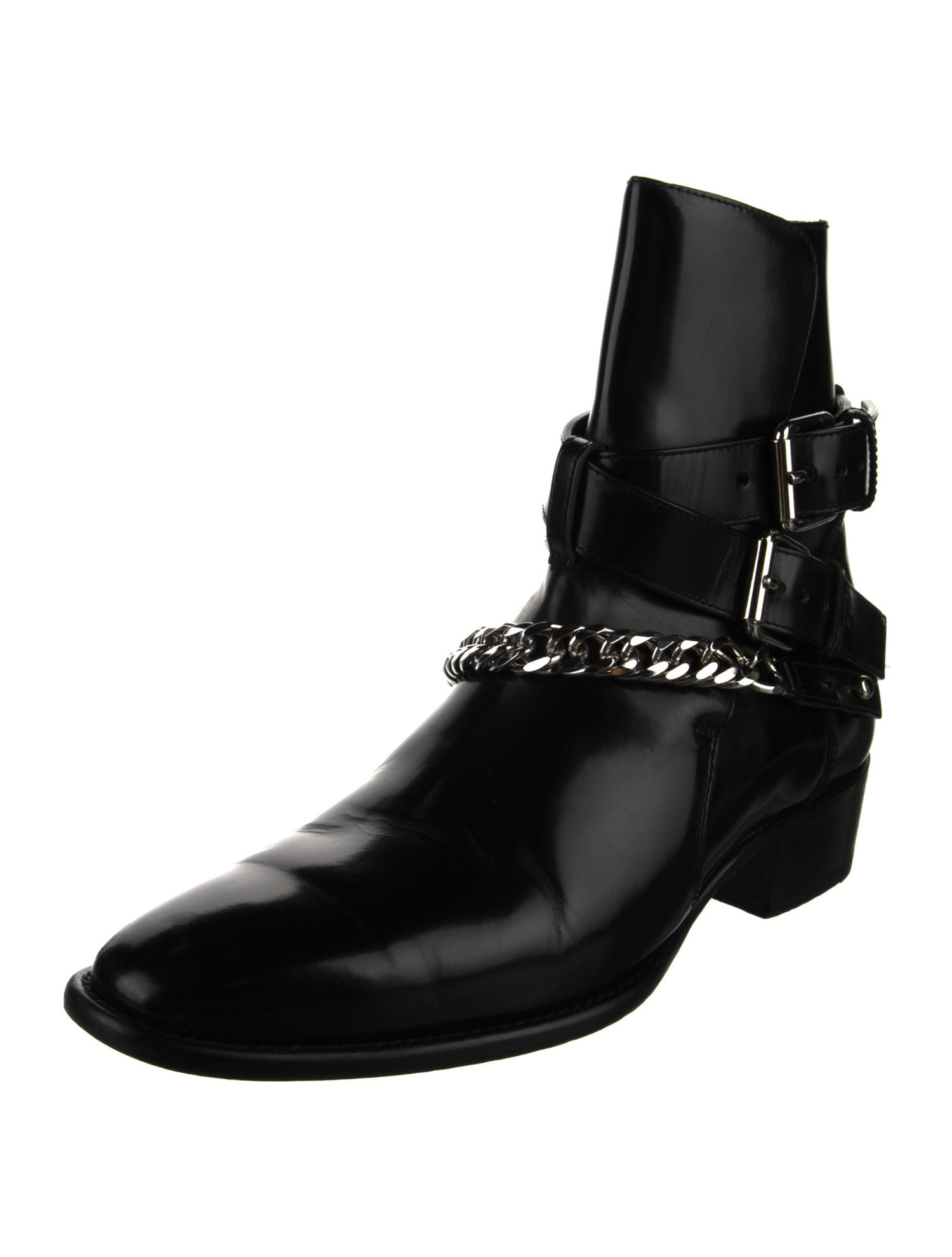 Amiri Leather Chain-Link Accents Boots