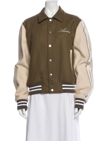 Pre-owned Amiri Wool Colorblock Pattern Bomber Jacket W/ Tags In Green