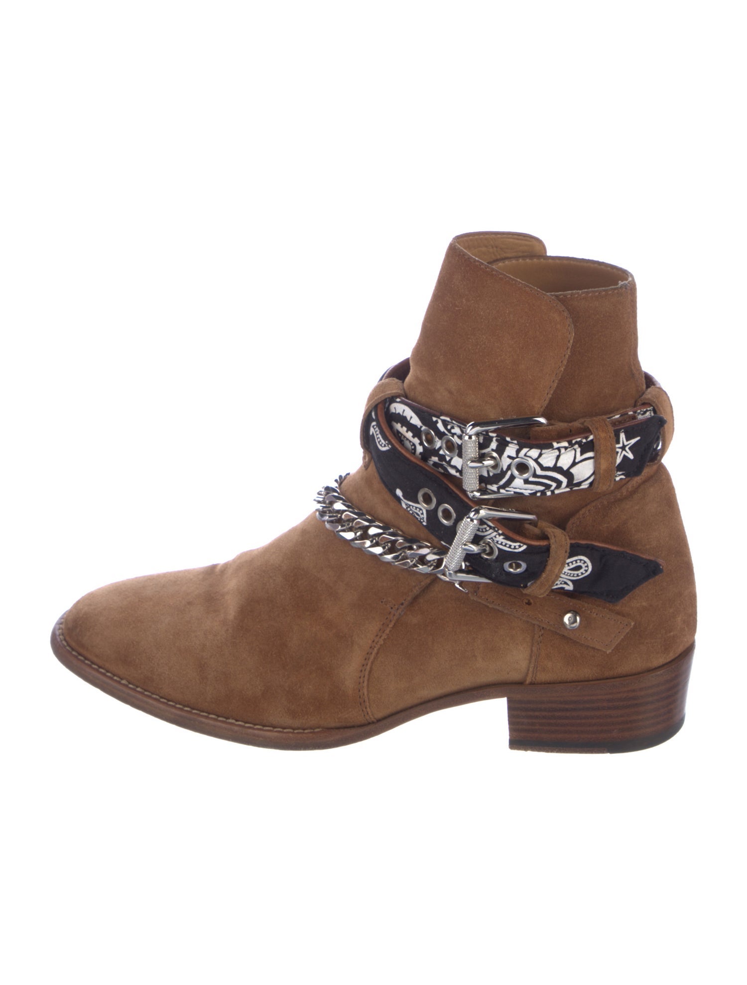 Amiri Suede Chain-Link Accents Moto Boots