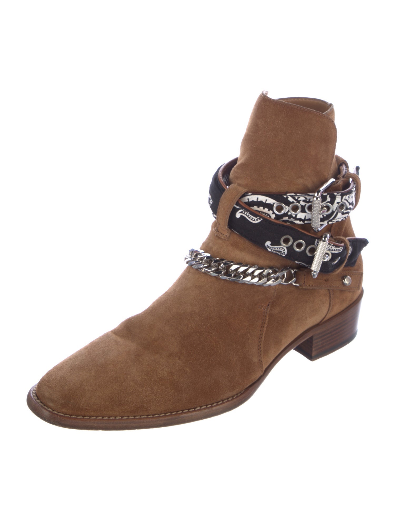 Amiri Suede Chain-Link Accents Moto Boots