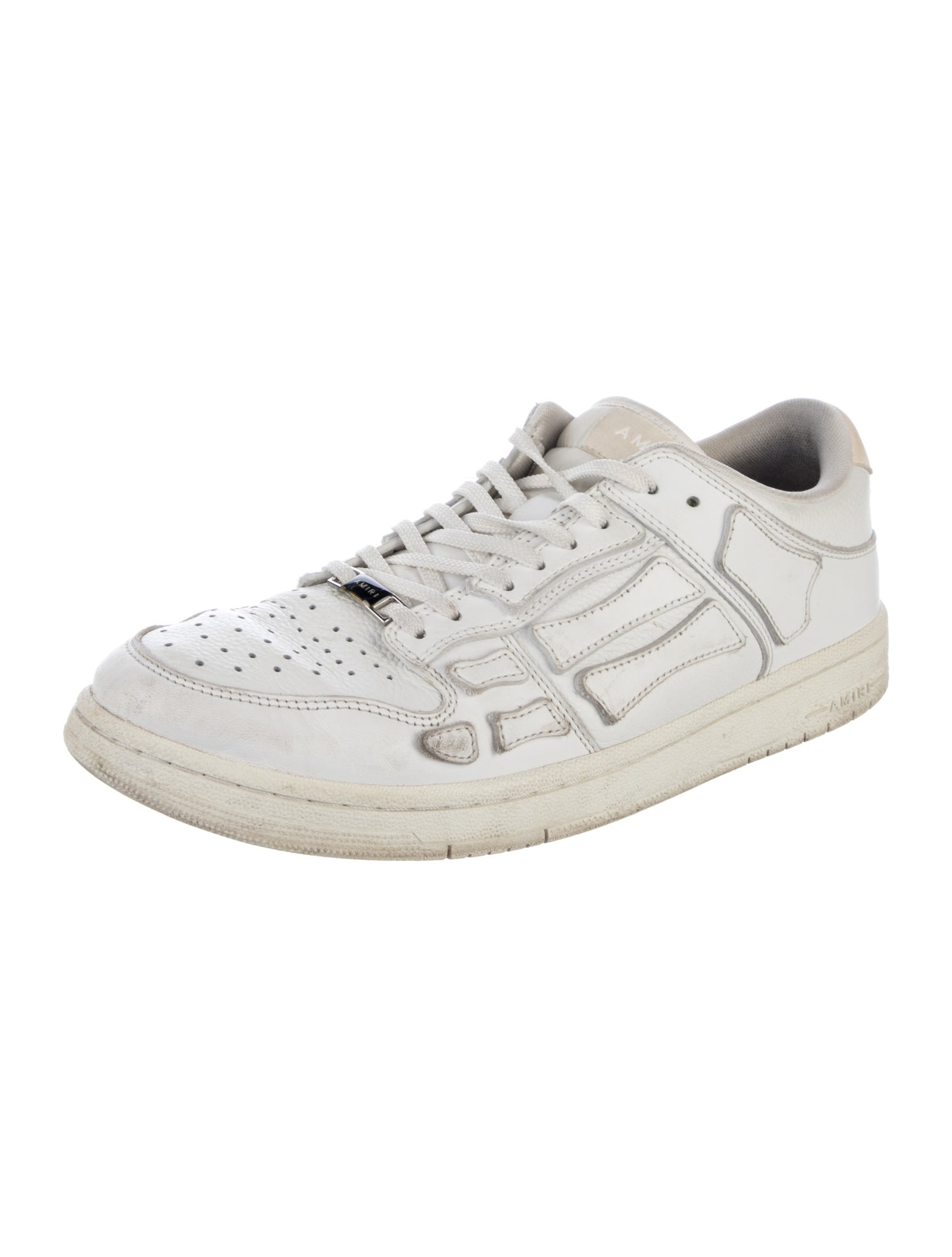 Amiri Leather Embroidered Accent Sneakers