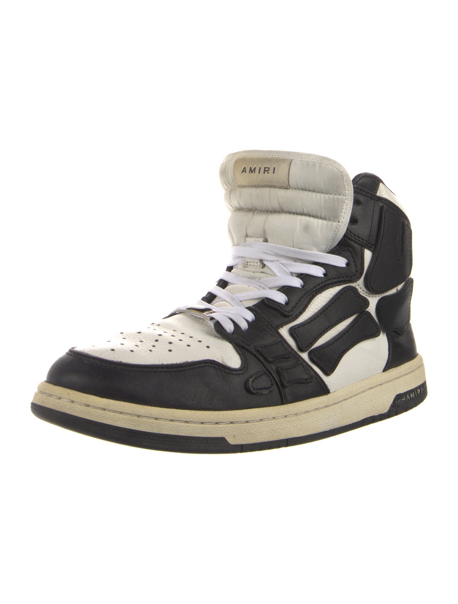 Amiri Leather Colorblock Pattern Sneakers