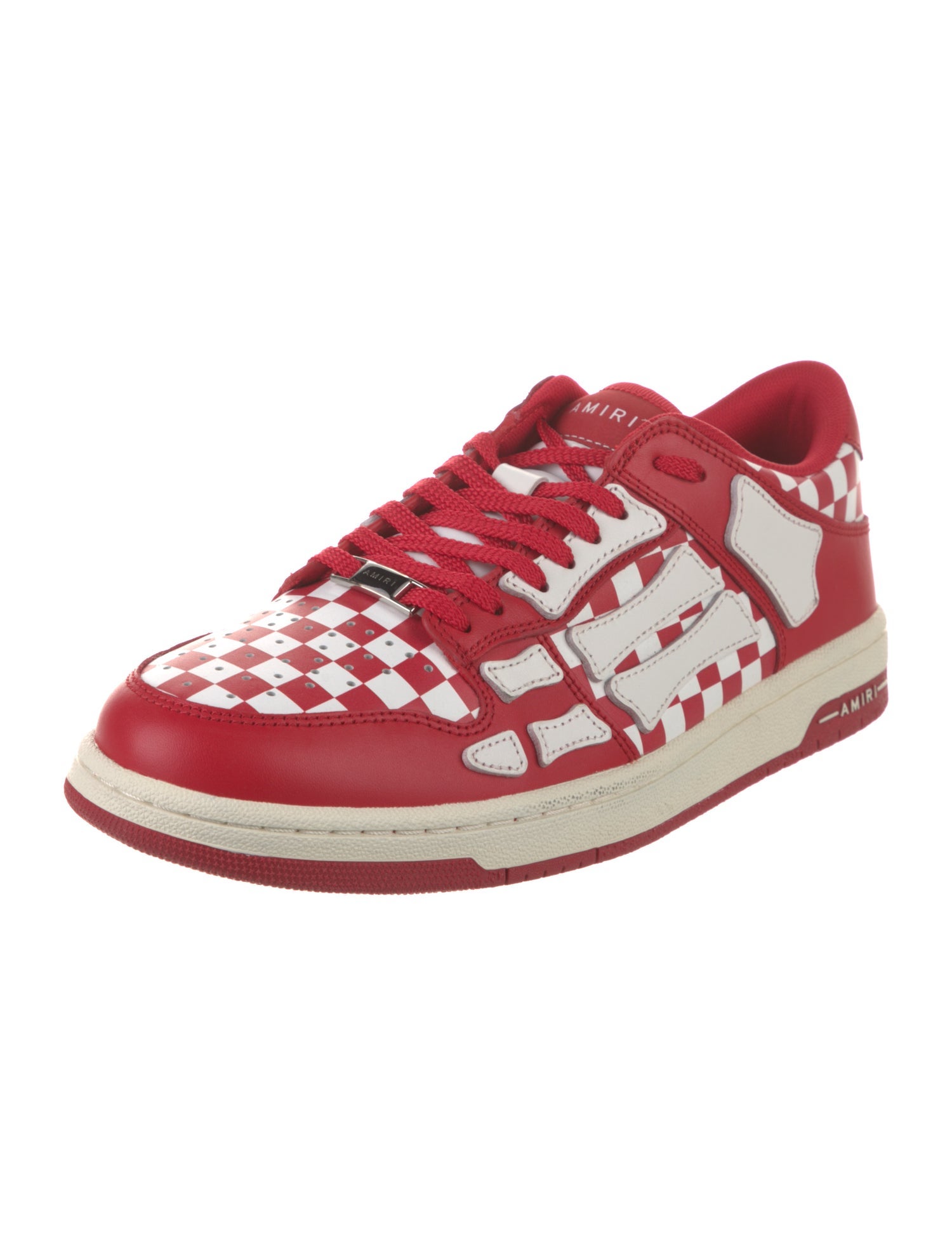Amiri Leather Plaid Print Sneakers