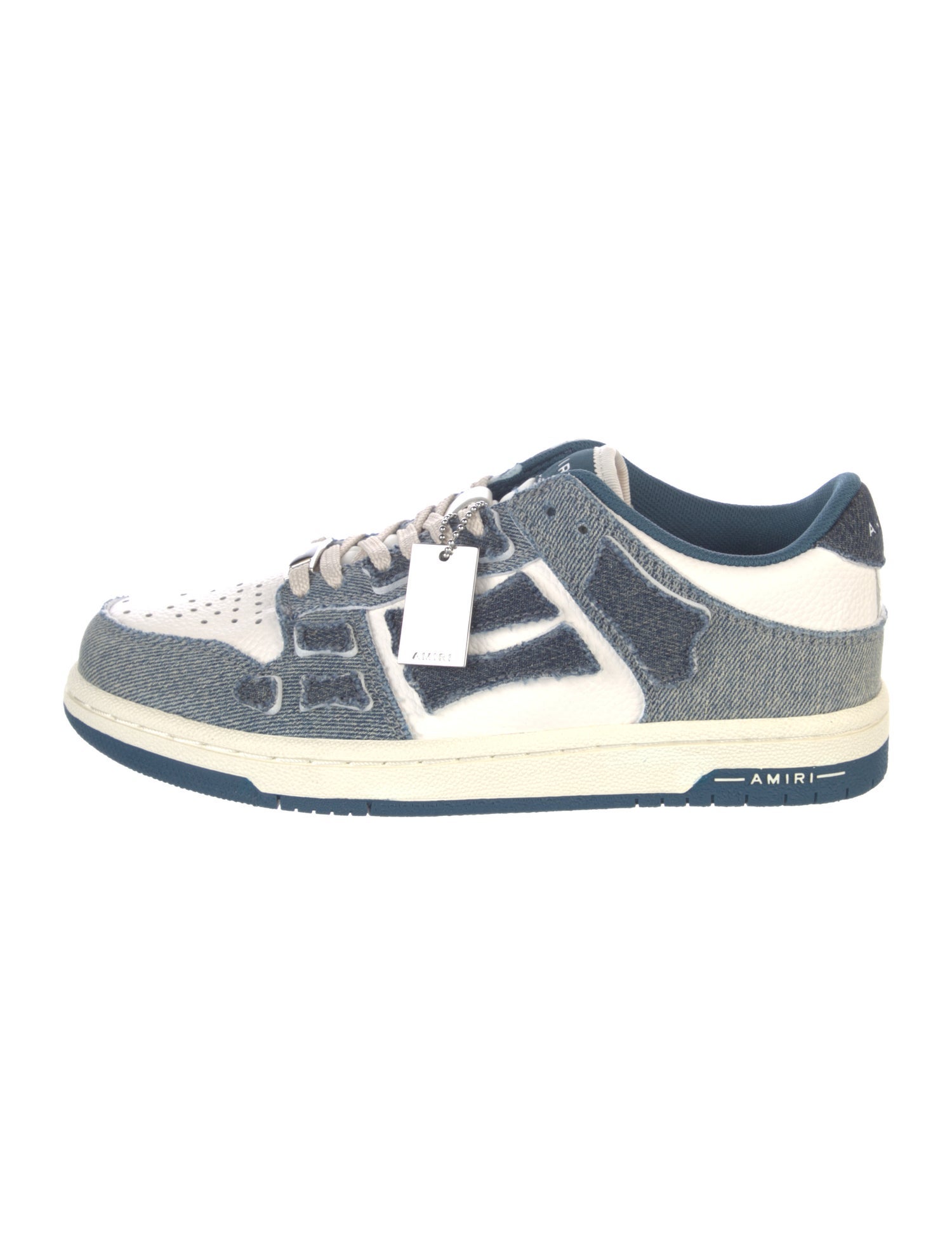 Amiri Denim Colorblock Pattern Sneakers