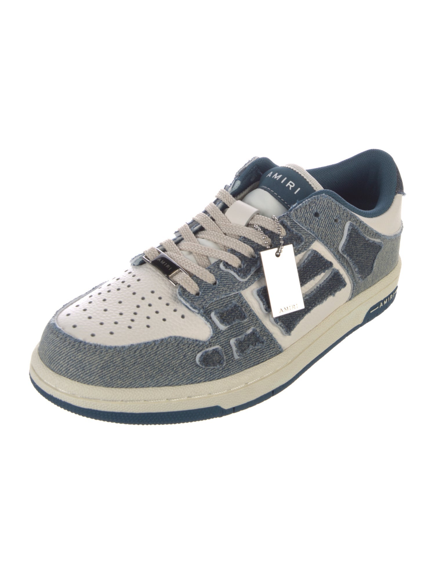 Amiri Denim Colorblock Pattern Sneakers