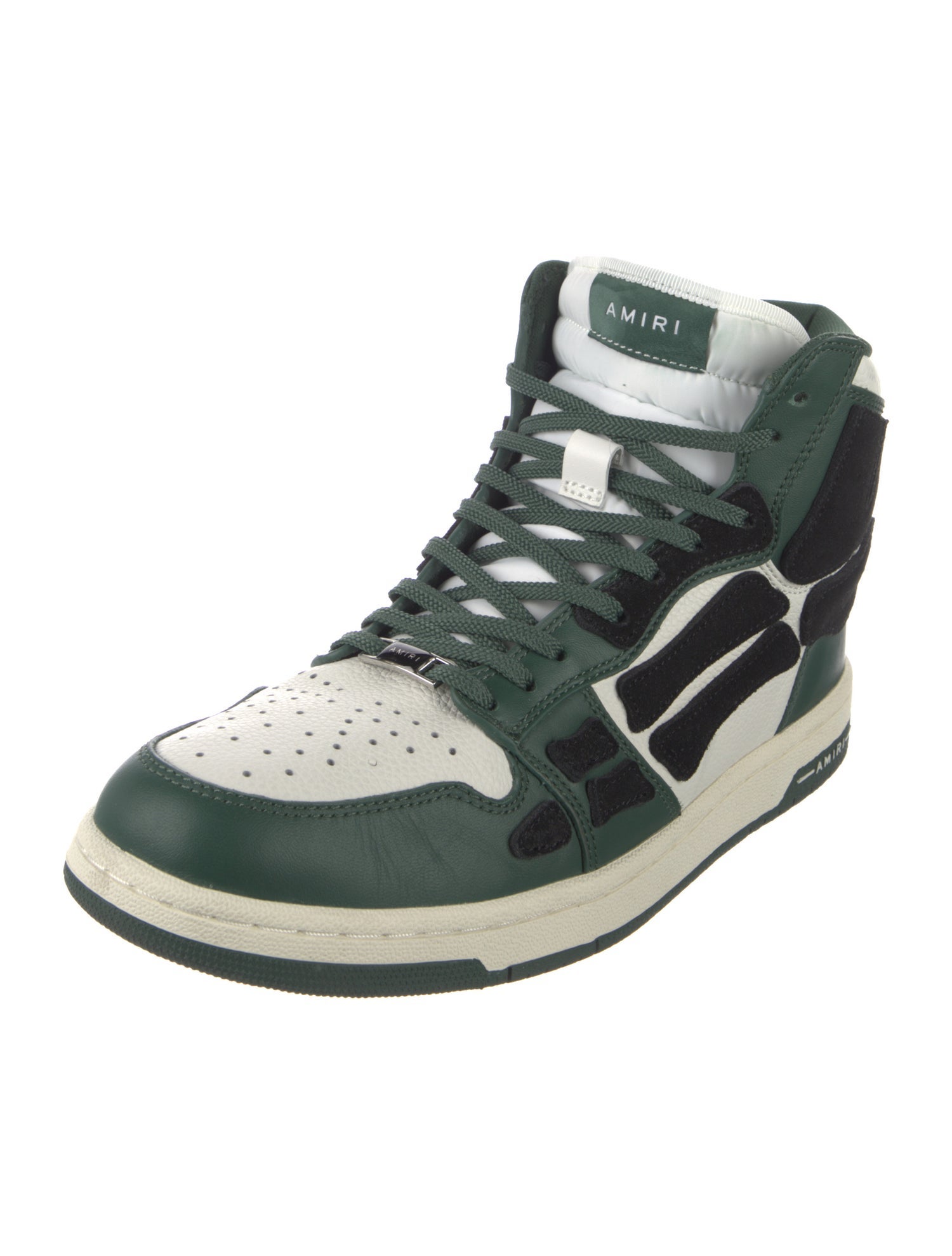 Amiri Leather Colorblock Pattern Athletic Sneakers