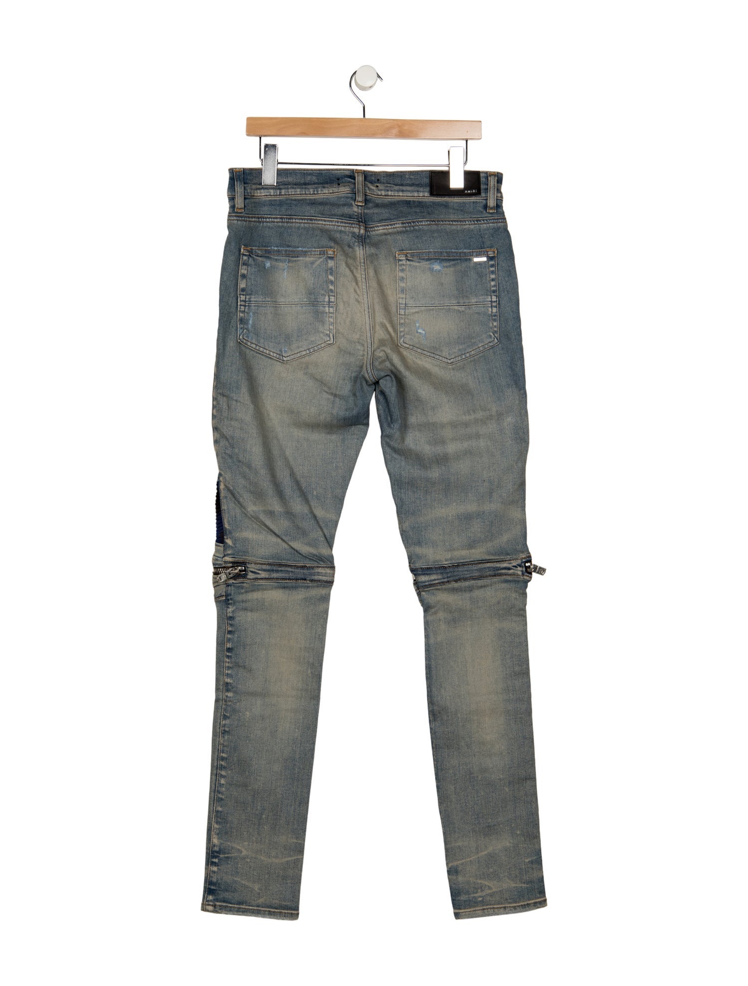 Saint Laurent D04 Leather-Trimmed Biker Jeans - 10