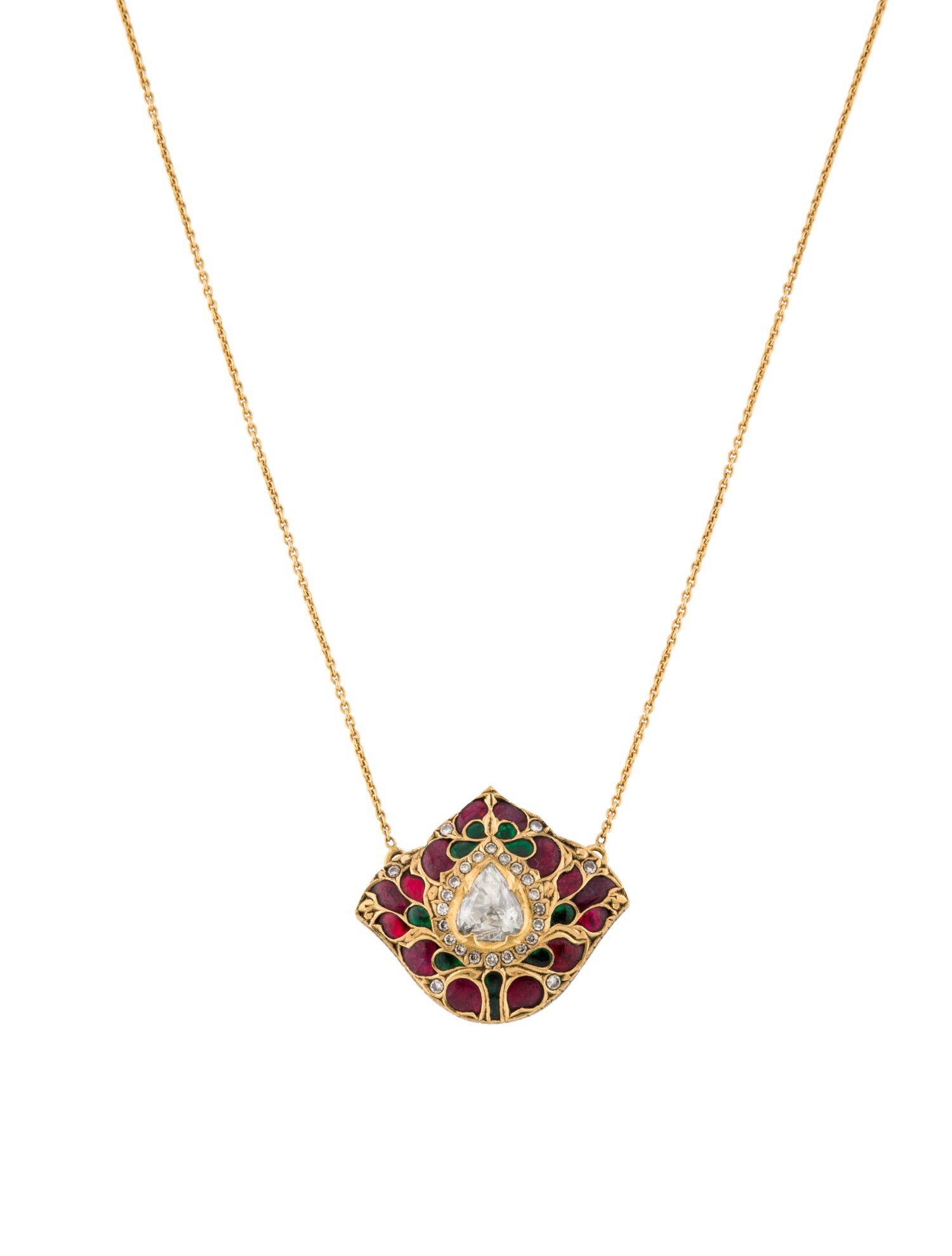 Amrapali 18K Glass Filled Ruby, Synthetic Spinel & Diamond Pendant Necklace