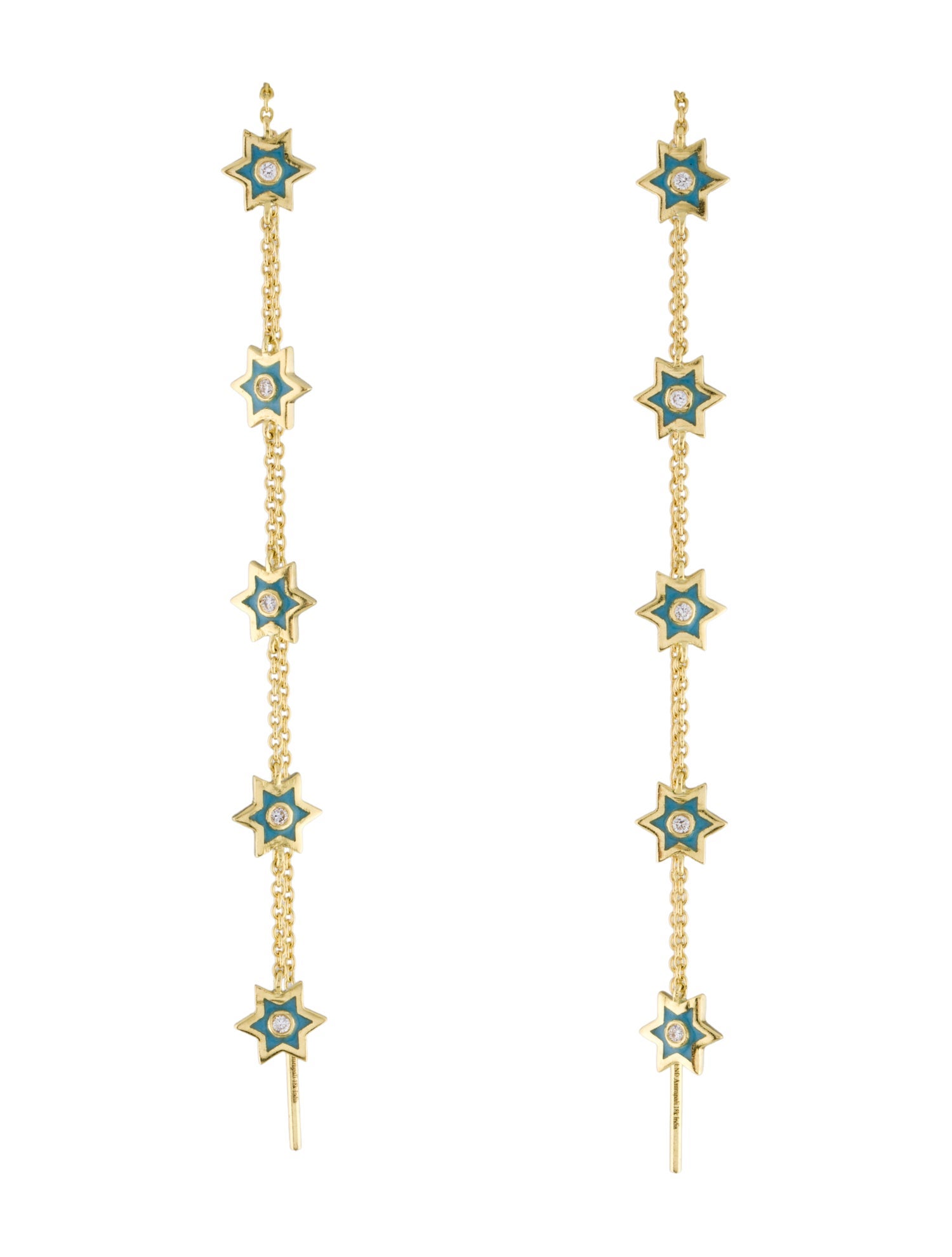 Amrapali 18K Diamond & Enamel Star Drop Earrings