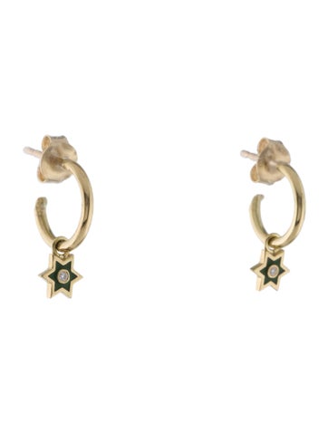 Amrapali Hoop 18K Diamond & Enamel Diwali Star Earrings