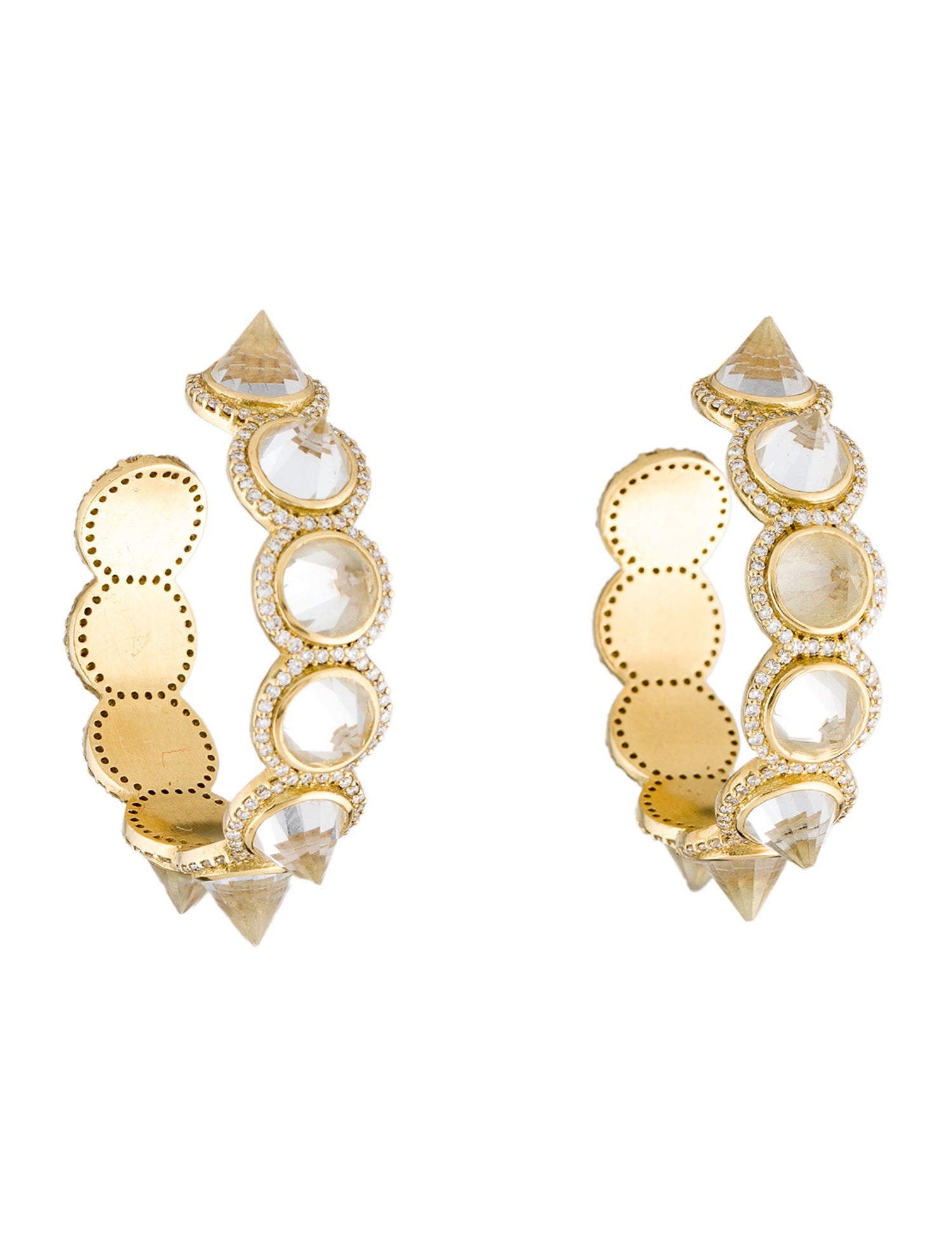 Amrapali 18K 1.33ctw Diamond & Topaz Spiked Hoop Earrings