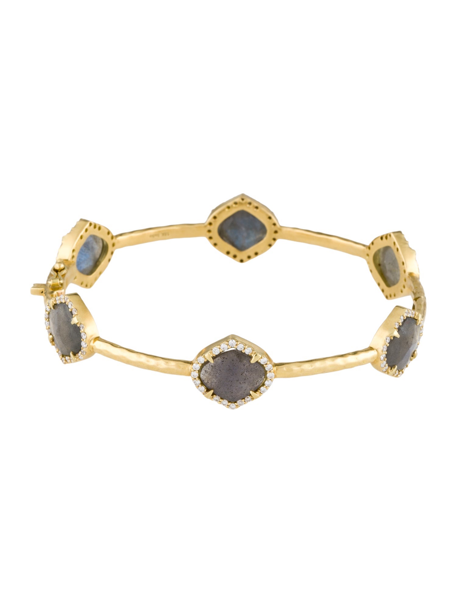 Amrapali 18K Labradorite & Diamond Hinged Bangle