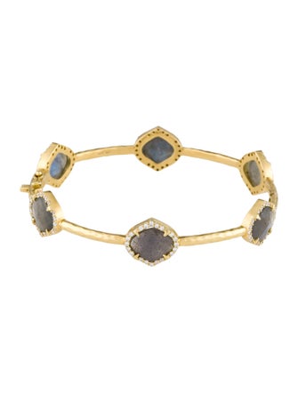 Amrapali 18K Labradorite & Diamond Hinged Bangle