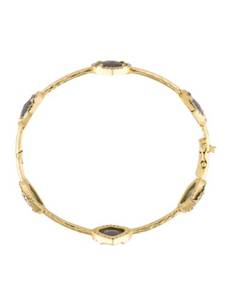 Amrapali 18K Labradorite & Diamond Hinged Bangle