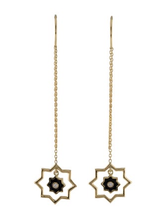 Amrapali 18K Diamond & Enamel 8 Point Star Drop Earrings