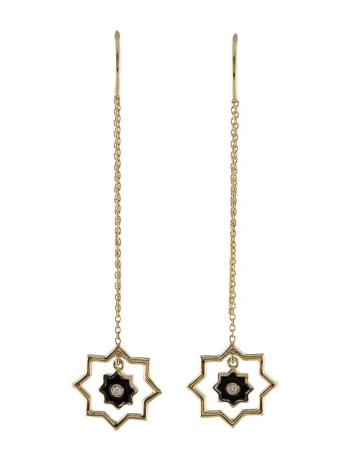 Amrapali 18K Diamond & Enamel 8 Point Star Drop Earrings