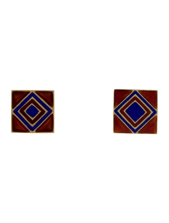 Amrapali 18K Enamel Square Holi Stud Earrings