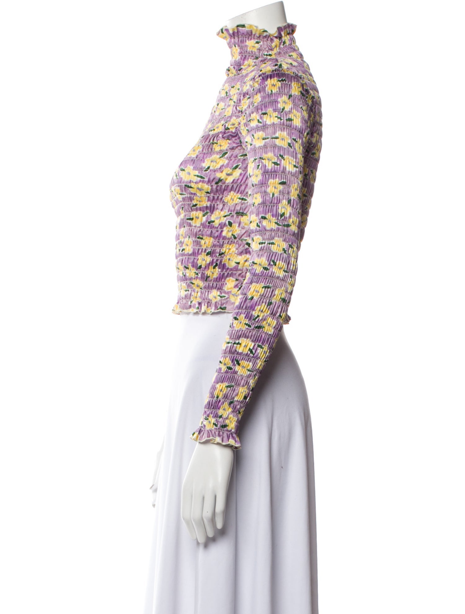 Amy Crookes Floral Print Mock Neck Crop Top