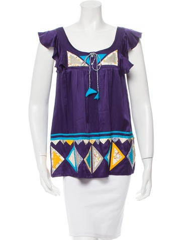 Anna Sui Silk Patterned Top
