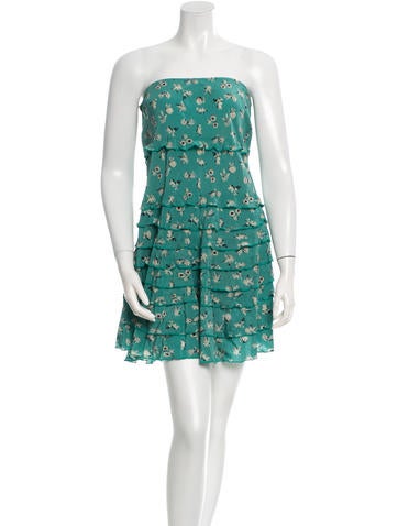 Anna Sui Printed Silk Strapless dress