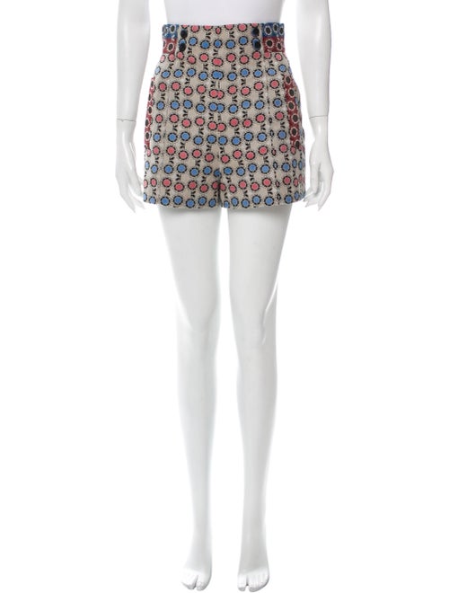 Anna Sui Printed Mini Shorts Blue