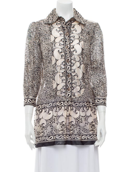 Anna Sui Silk Printed Tunic Metallic