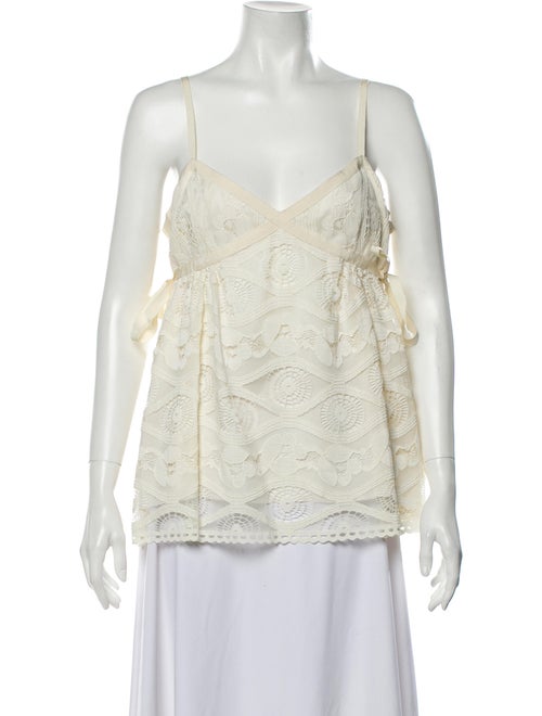 Anna Sui Lace Pattern V-Neck Top
