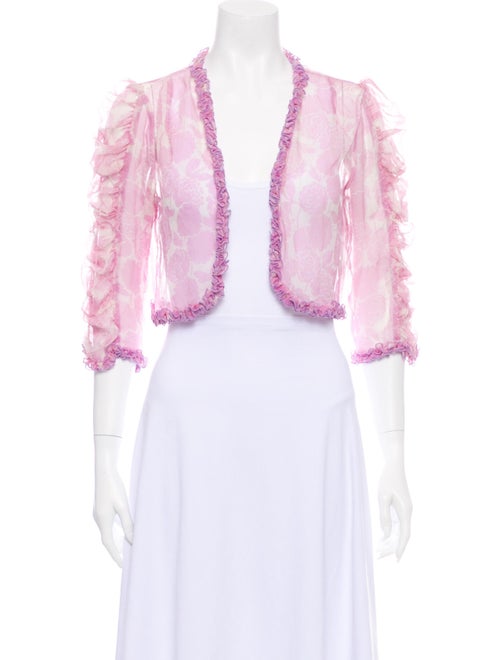 Anna Sui Silk Floral Print Sweater Pink