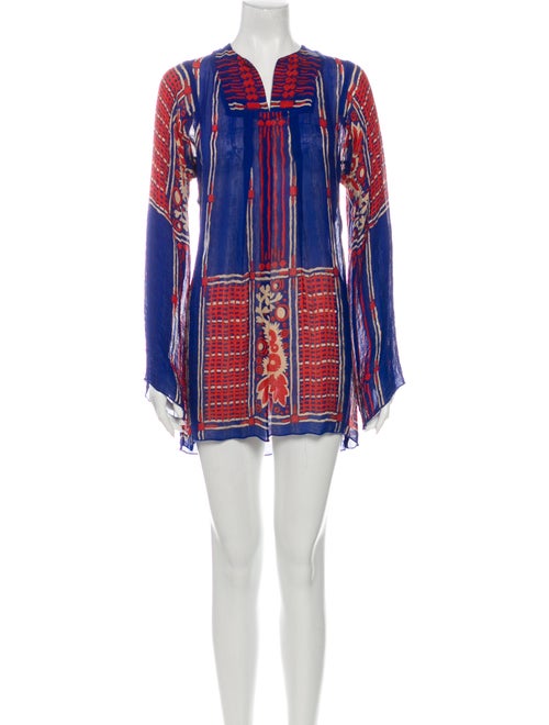 Anna Sui Silk Mini Dress Blue