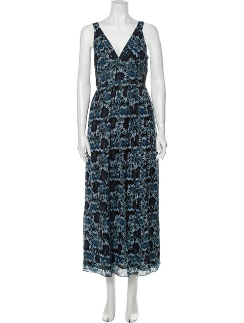 Anna Sui Silk Midi Length Dress Blue