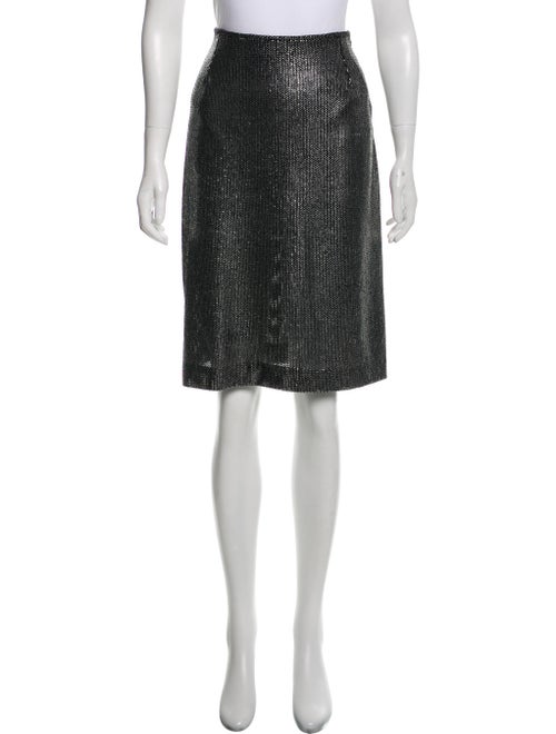 Anna Sui Metallic Knee-Length Skirt Silver