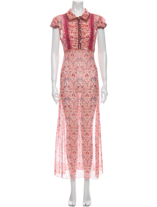 Anna Sui Printed Long Dress Orange