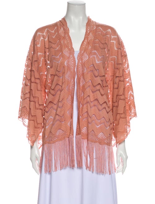 Anna Sui Lace Pattern Open Front Sweater Pink