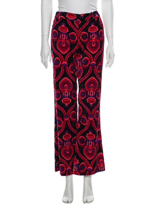 Anna Sui Printed Flared Pants Red