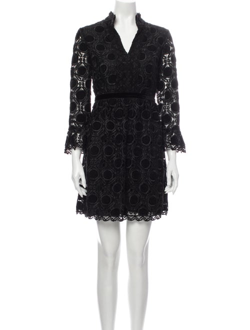 Anna Sui Lace Pattern Mini Dress Black