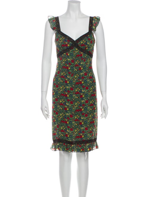 Anna Sui Silk Knee-Length Dress Green