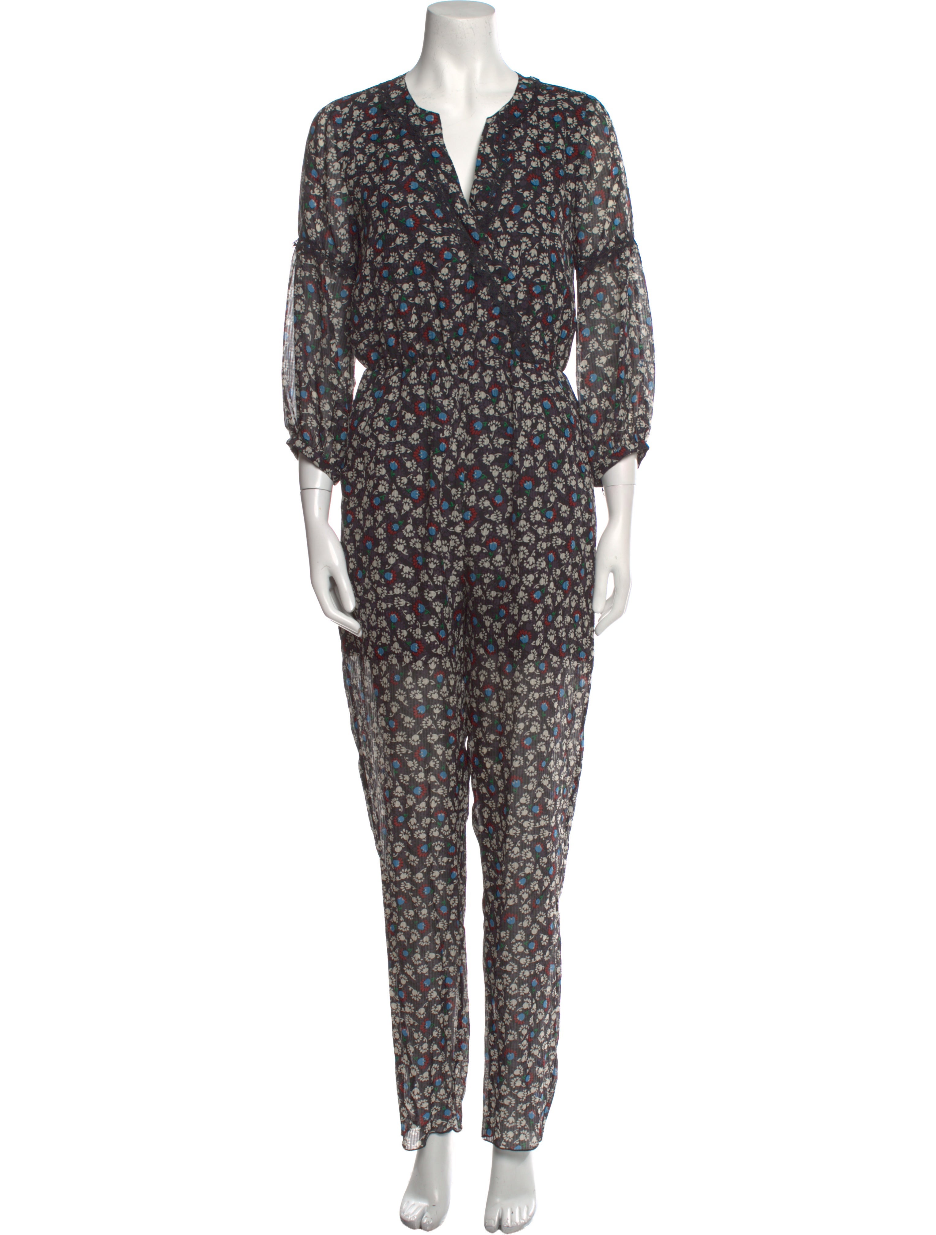 Anna Sui Silk Floral Print Jumpsuit