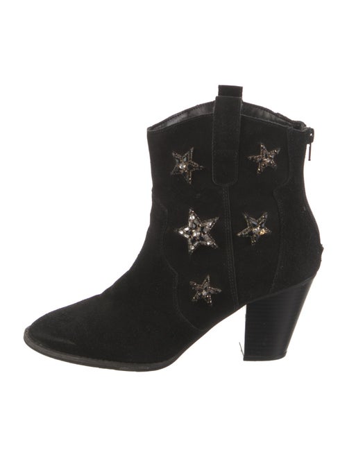 Anna Sui Suede Graphic Print Western Boots