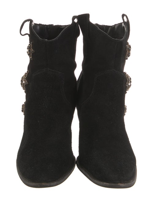 Anna Sui Suede Graphic Print Western Boots