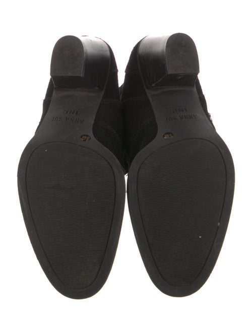 Anna Sui Suede Graphic Print Western Boots