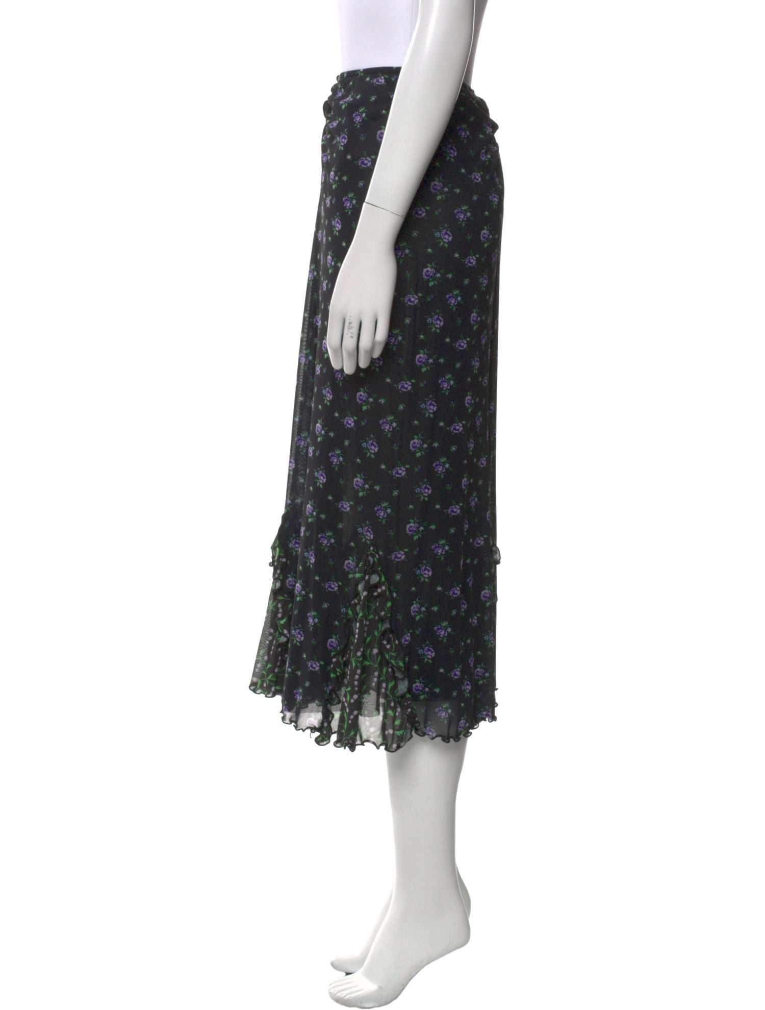 Anna Sui Floral Print Midi Length Skirt