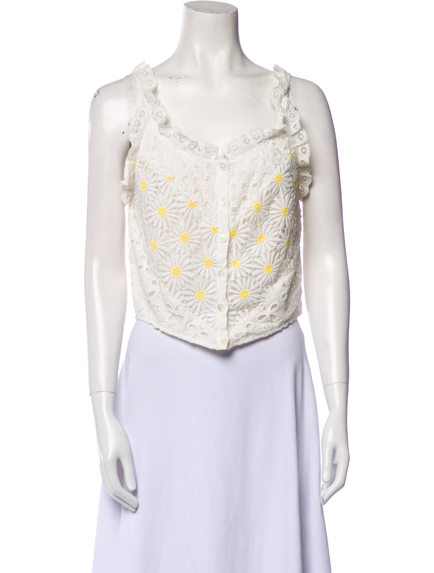 Anna Sui Patterned V-Neck Crop Top